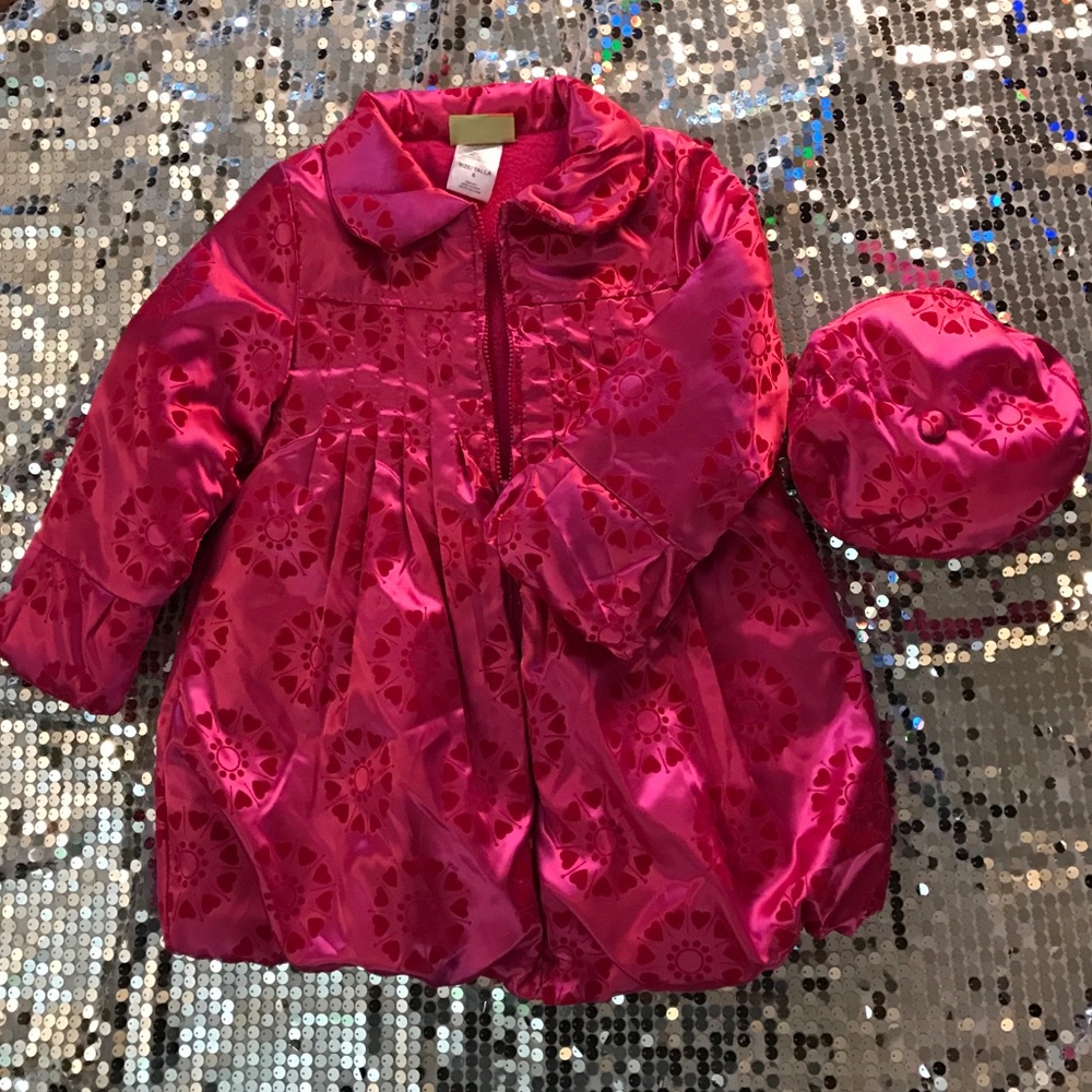 Satin Look Winter Coat w/ Hat (2pcs)