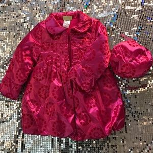 Satin Look Winter Coat w/ Hat (2pcs)