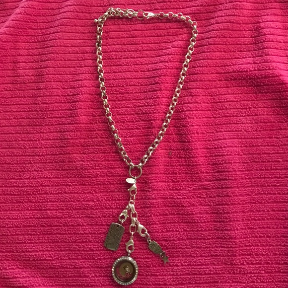 Origami owl necklace and dangles