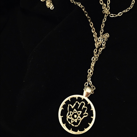 Embroidered Hamsa Necklace