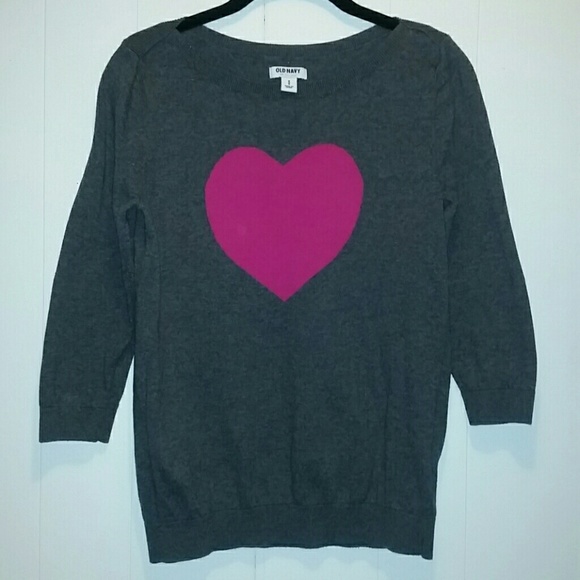 Old Navy 3/4 Length Heart Sweater