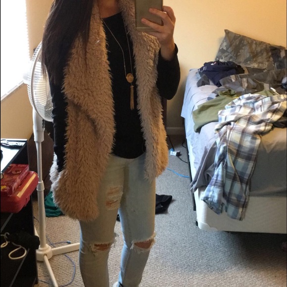Tan furry vest