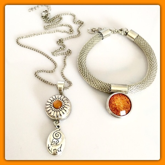 ORANGE "Be Kind" BRACELET & NECKLACE SET❣