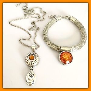 ORANGE "Be Kind" BRACELET & NECKLACE SET❣