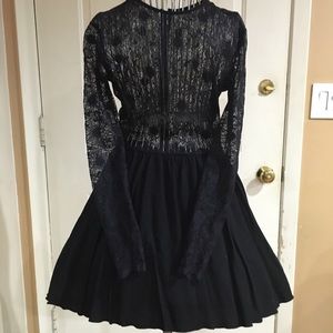 👗 Black lace top with flare bottom dress