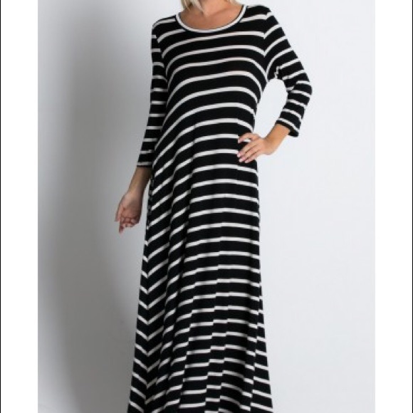 Black and white stripe maxi dress