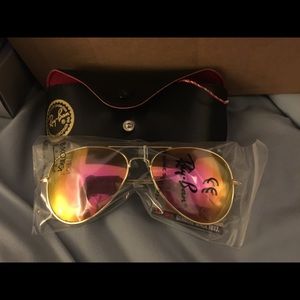 Raybans pink yellow mirror