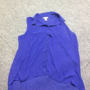 High low sheer purple shirt