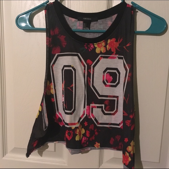 Floral jersey Crop top - Picture 1 of 3