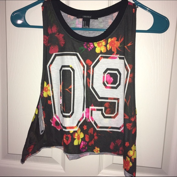 Floral jersey Crop top - Picture 2 of 3