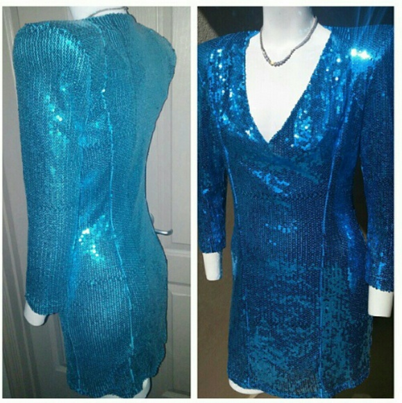 turquoise dress w/ high shoulder pads