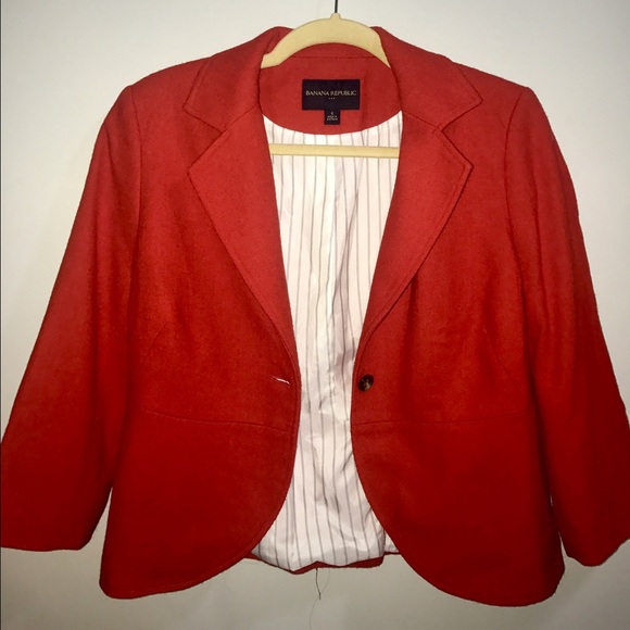 Banana Republic red wool cropped blazer