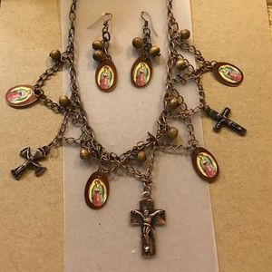 Catholic Virgen de Guadalupe & Jesus copper set
