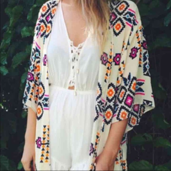 Aztec print kimono