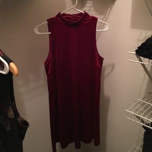 Forever 21 Red velvet mock neck dress