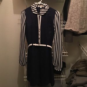 Modcloth Away We Go-go striped navy dress