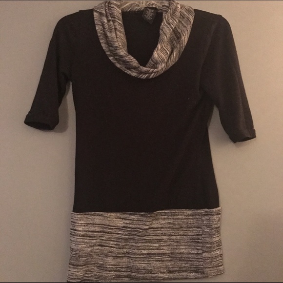 Black and Gray Vanity Cowl Neck Top