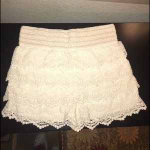 Olympia Elizabeth Off White Crochet Shorts