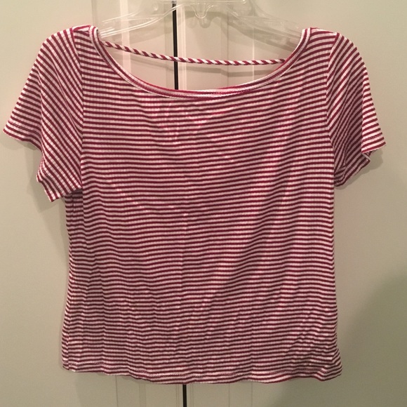Nordstrom red & white striped shirt