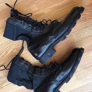 vintage leather military high black ankle boots 8