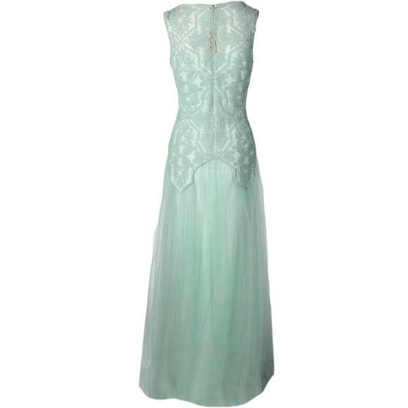 Tadashi Shoji Green Mesh Sleeveless Semi-Formal - Picture 2 of 2