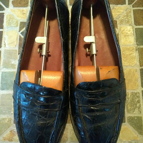 COLE HAAN Men's Blk AlligatorCrocodile Shoes - 10