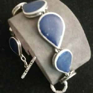 Vintage Blue lapis lazuli silver bracelet handmade