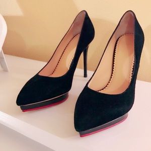 Charlotte Olympia Black Suede Heels (Authentic)