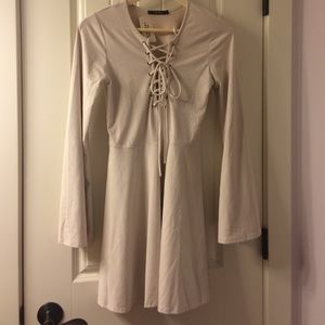 Forever 21 Ivory Lace Up Dress