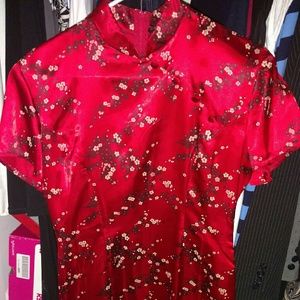 Silk Chinese Cut Red Dress