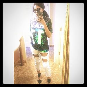 Oversized sequin T-shirt