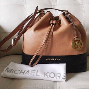 MICHAEL KORS Genuine Leather Jules Bucket Hobo Bag