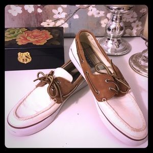 Sperry Top-Sider Bahama White Tan Boat Shoes