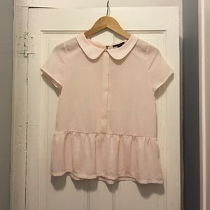 Sheer pink Peter Pan collared shirt