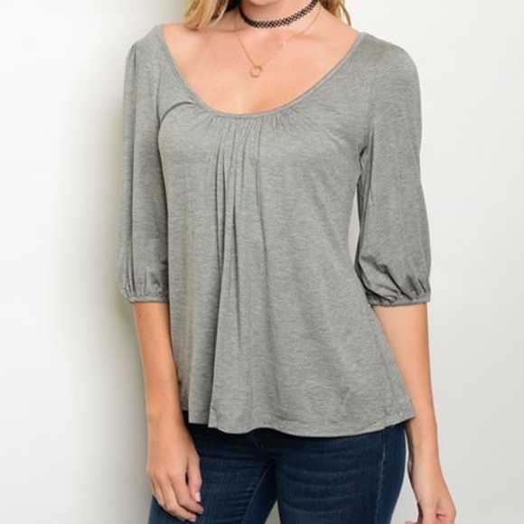 ❗️1-DAY SALE❗️Criss Cross Back Grey Top - Picture 3 of 3