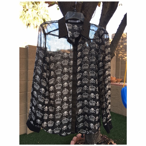 Sheer button down top - Picture 2 of 4
