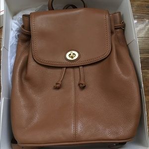 NEW Coach Turn Lock Backpack - Brown/Tan Leather