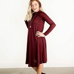 Burgundy Boutique Sweater Swing Dress