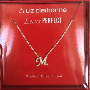 Liz Claiborne "M" sterling silver initial necklace