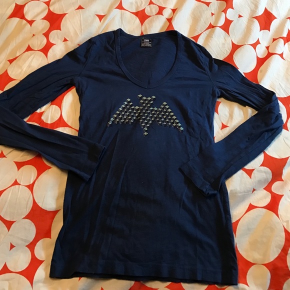 e.vil navy rhinestone top