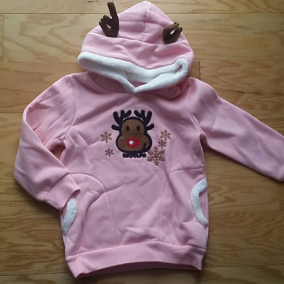 Other - NWOT Pink Rain Deer Hoodie