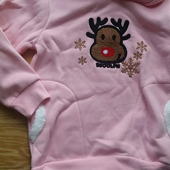 NWOT Pink Rain Deer Hoodie - Picture 3 of 4