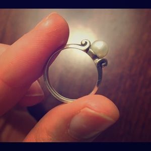 James Avery Scroll Ring with Cultured Pearl