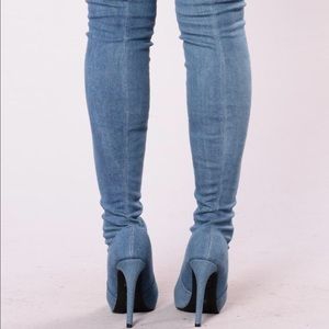 denim thigh high boots size 11