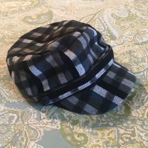 Super Cute Black/White/Blue Plaid Hat!
