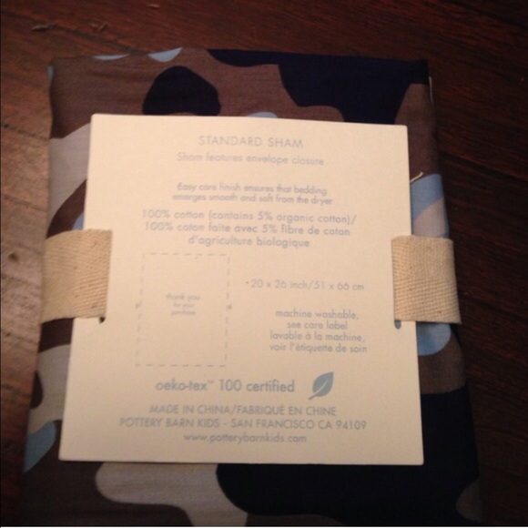 NEW POTTERY BARN KIDS standard CAMO SHAM BLUE - Picture 2 of 3