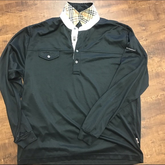 Men's Burberry polo shirt black size large