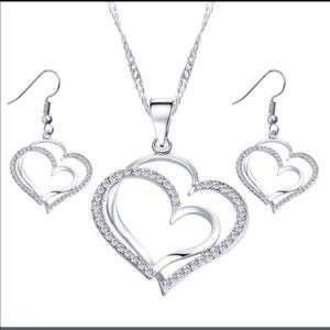 Silver necklace and earring set