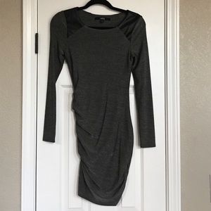 Guess Gray Leather Shoulder Jersey Dress X-Small