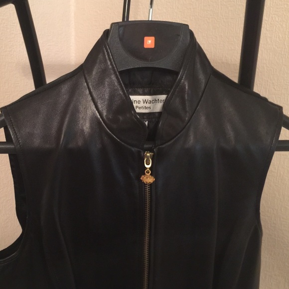 FLORINE WACHTER BLACK LEATHER VEST NWOT - Picture 2 of 4